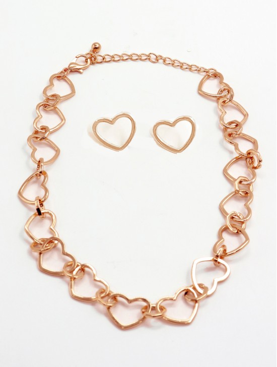 Heart Link Necklace & Earring Set (NC1236 + ER1236)